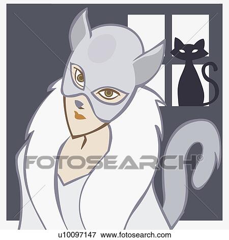 Close-up of a woman wearing a face mask View Large Illustration Stock Illustration - Close-up of a woman wearing a face mask. Fotosearch