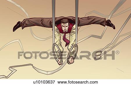 Businessman performing gymnastics View Large Illustration Stock Illustration - Businessman performing gymnastics. Fotosearch