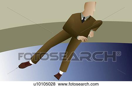 Stock Illustration - Close-up of a businessman ice-skating. Fotosearch