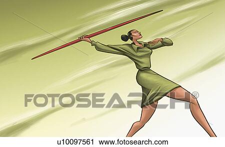 Low angle view of a businesswoman throwing a javelin View Large Illustration Clip Art - Low angle view of a businesswoman throwing a javelin. Fotosearch