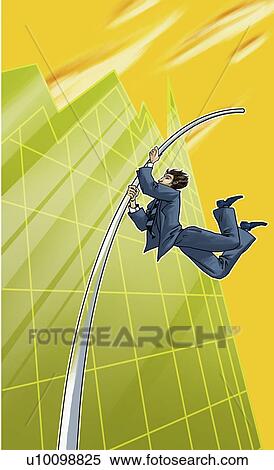 Side profile of a businessman pole vaulting on a line graph View Large Illustration Stock Illustration - Side profile of a businessman pole vaulting on a line graph. Fotosearch