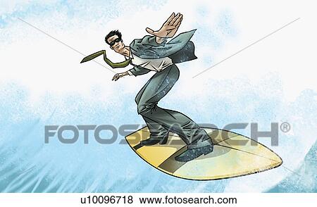 Side profile of a businessman surfboarding View Large Illustration Stock Illustration - Side profile of a businessman surfboarding. Fotosearch