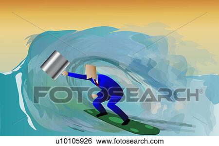 Side profile of a businessman surfing on a surfboard View Large Illustration Stock Illustration - Side profile of a businessman surfing on a surfboard. Fotosearch