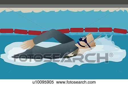 Side profile of a businessman swimming in a swimming pool View Large Illustration Stock Illustration - Side profile of a businessman swimming in a swimming pool. Fotosearch