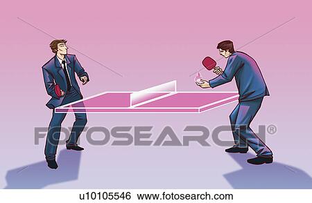 Two businessmen playing table tennis View Large Illustration Stock Illustration - Two businessmen playing table tennis. Fotosearch