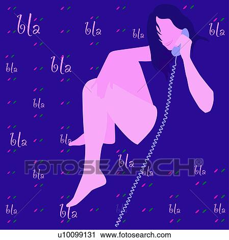 Clip Art - Close-up of a young woman talking on the telephone. Fotosearch