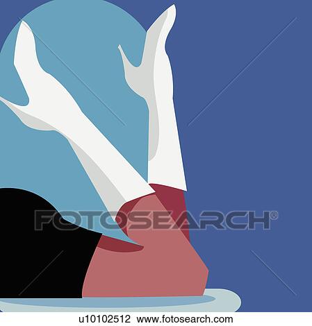 Drawing - Low section view of a woman wearing boots. Fotosearch