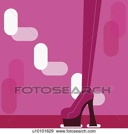 Stock Illustration - Low section view of a woman wearing boots. Fotosearch