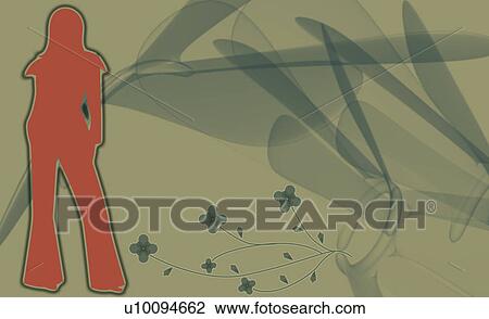 Drawing - Silhouette of a woman posing. Fotosearch