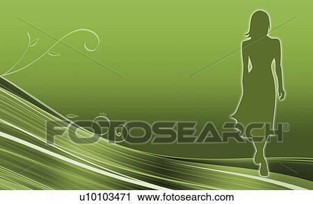 Clip Art - Silhouette of a woman walking. Fotosearch