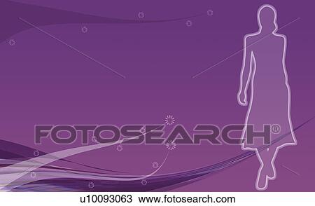 Drawing - Silhouette of a woman walking. Fotosearch