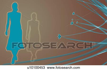 Silhouette of a woman walking View Large Illustration Drawing - Silhouette of a woman walking. Fotosearch