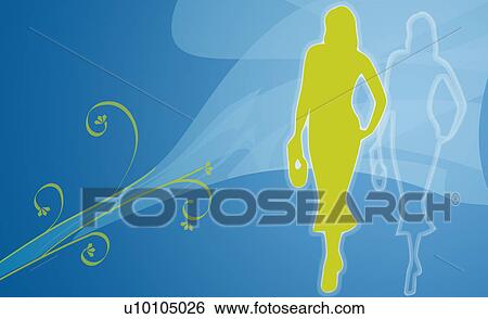 Stock Illustration - Silhouette of a woman walking. Fotosearch