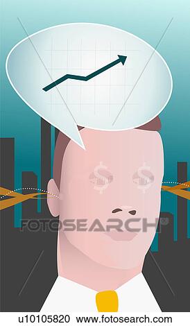 Clipart - Close-up of a businessman thinking about business growth. Fotosearch