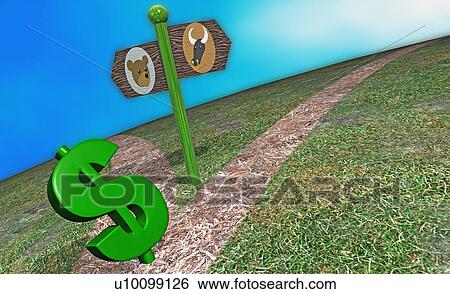 Close-up of a dollar sign near a directional sign View Large Illustration Stock Illustration - Close-up of a dollar sign near a directional sign. Fotosearch