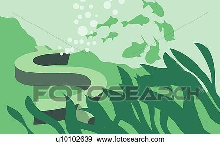 Close-up of a dollar sign underwater View Large Illustration Stock Illustration - Close-up of a dollar sign underwater. Fotosearch