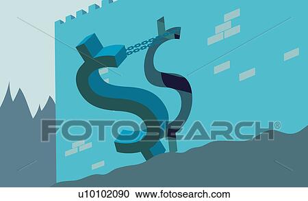 Clipart - Close-up of a draw bridge in the shape of a dollar sign. Fotosearch
