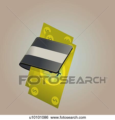 Stock Illustration - Close-up of dollar bills in a wallet. Fotosearch