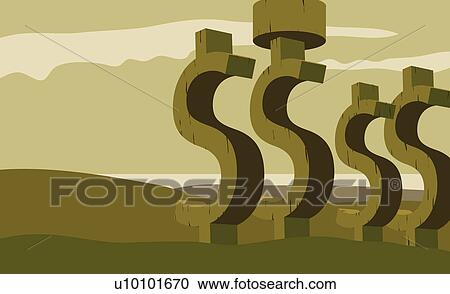 Clipart - Close-up of dollar signs in a row. Fotosearch