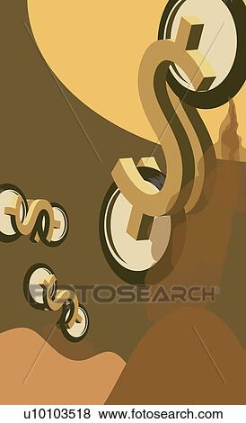 Stock Illustration - Close-up of motorcycles in the shape of dollar signs. Fotosearch