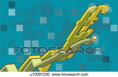 Close-up of pound signs and euro signs in front of a globe View Large Illustration Clipart - Close-up of pound signs and euro signs in front of a globe. Fotosearch