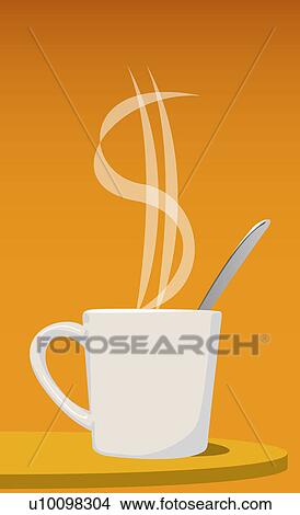 Stock Illustration - Close-up of steam rising from a cup and creating a dollar sign. Fotosearch