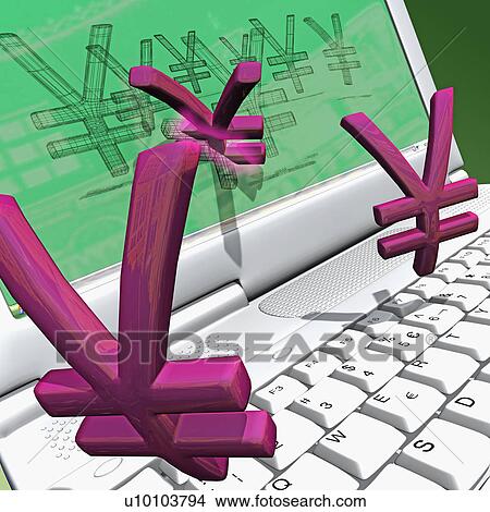 Close-up of yen signs on a laptop View Large Illustration Stock Illustration - Close-up of yen signs on a laptop. Fotosearch