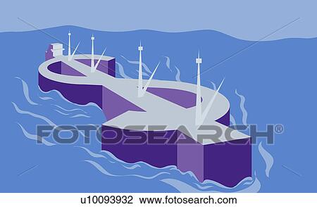 Container ship in shape of a dollar sign View Large Illustration Drawing - Container ship in shape of a dollar sign. Fotosearch