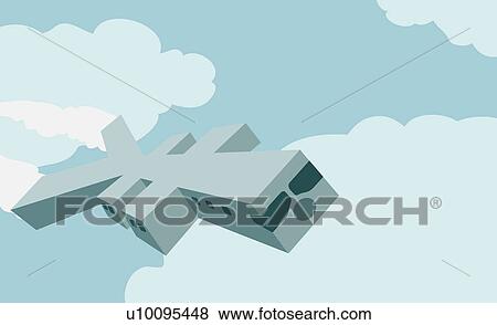 Low angle view of an air plane in a shape of the yen sign View Large Illustration Stock Illustration - Low angle view of an air plane in a shape of the yen sign. Fotosearch