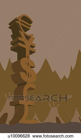 Stock Illustration - Stack of currency symbols. Fotosearch