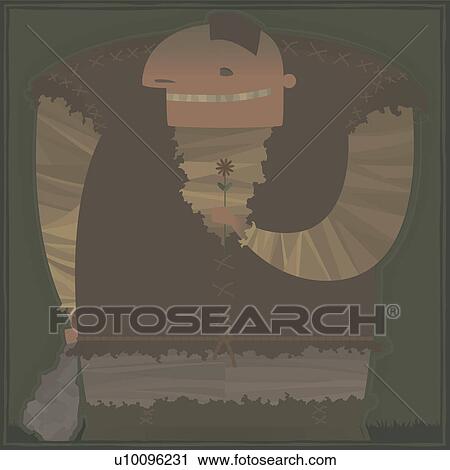 Close-up of a caveman smelling a flower and holding a club View Large Illustration Clip Art - Close-up of a caveman smelling a flower and holding a club. Fotosearch