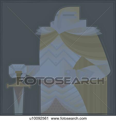 Clip Art - Close-up of a knight in amour. Fotosearch