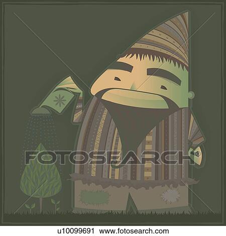 Close-up of a man watering plants View Large Illustration Clip Art - Close-up of a man watering plants. Fotosearch