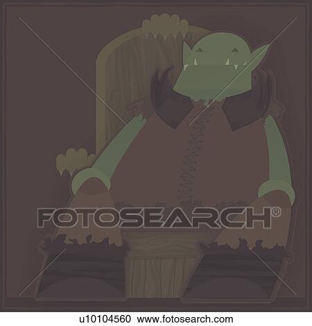 Close-up of a monster sitting on a chair View Large Illustration Clipart - Close-up of a monster sitting on a chair. Fotosearch