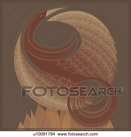Stock Illustration - Close-up of an eagle standing over flames. Fotosearch