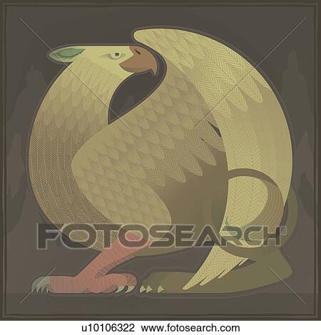 Mythological character of an eagle with a body of a lion View Large Illustration Drawing - Mythological character of an eagle with a body of a lion. Fotosearch
