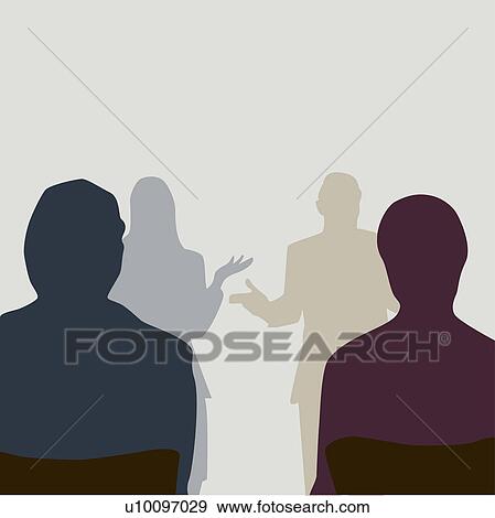 Stock Illustration - Silhouette of four people standing together. Fotosearch