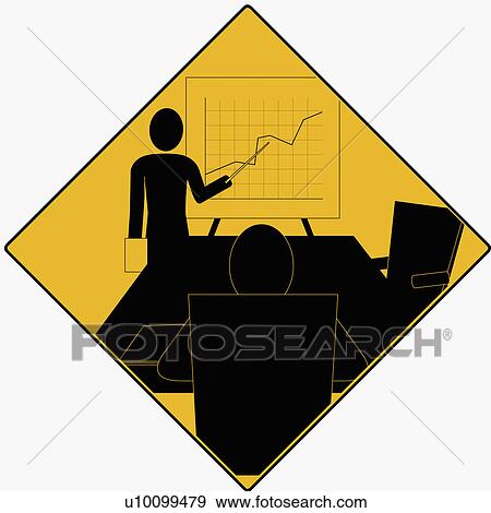 Stock Illustration - Businessman giving a presentation in a conference room. Fotosearch