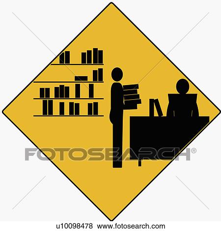 Stock Illustration - Businessman sitting at a desk with another standing beside him holding a stack of files. Fotosearch