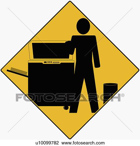 Businessman standing near a photocopying machine View Large Illustration Drawing - Businessman standing near a photocopying machine. Fotosearch