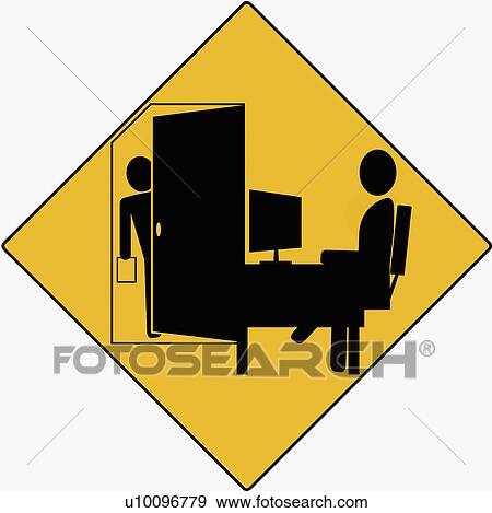 Businessman using a computer and another businessman standing at the door View Large Illustration Stock Illustration - Businessman using a computer and another businessman standing at the door. Fotosearch