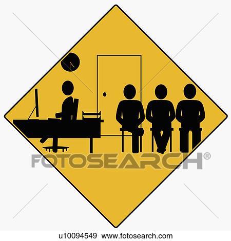 Stock Illustration - Businessman using a computer with three businessmen sitting beside him. Fotosearch