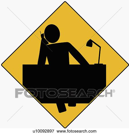 Stock Illustration - Businessman using a mobile phone. Fotosearch