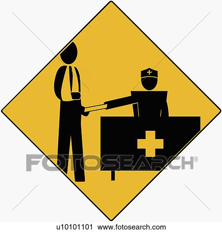 Female nurse giving prescription to a patient View Large Illustration Clip Art - Female nurse giving prescription to a patient. Fotosearch