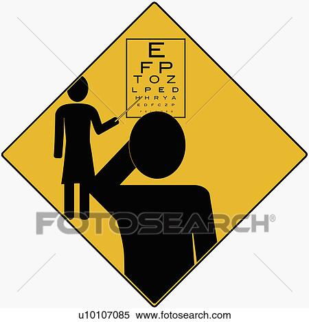 Stock Illustration - Optometrist pointing at an eye chart. Fotosearch