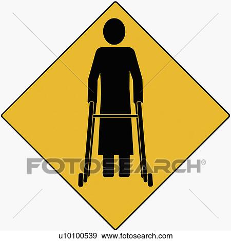 Stock Illustration - Patient standing with a walker. Fotosearch