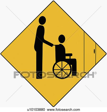 Side profile of a patient sitting in a wheelchair and another person standing behind him View Large Illustration Clipart - Side profile of a patient sitting in a wheelchair and another person standing behind him. Fotosearch