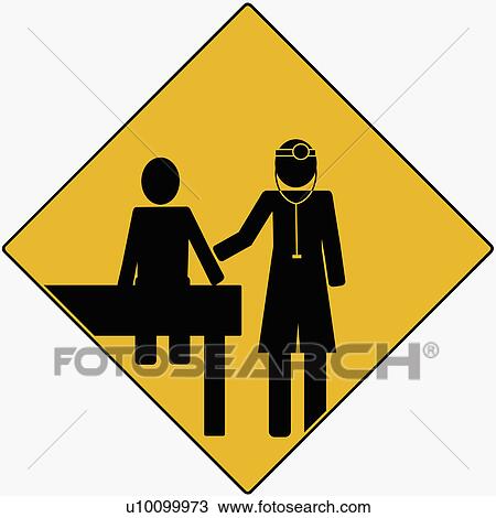 Silhouette of a doctor examining a patient View Large Illustration Drawing - Silhouette of a doctor examining a patient. Fotosearch