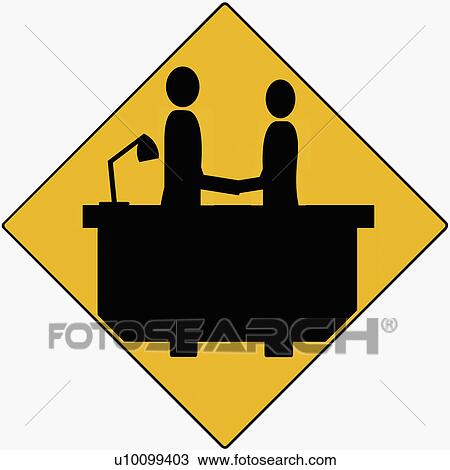 Drawing - Two businessmen shaking hands. Fotosearch