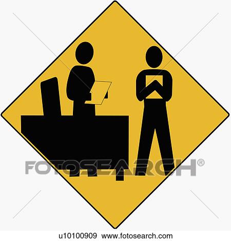 Stock Illustration - Two businessmen standing and holding files in an office. Fotosearch